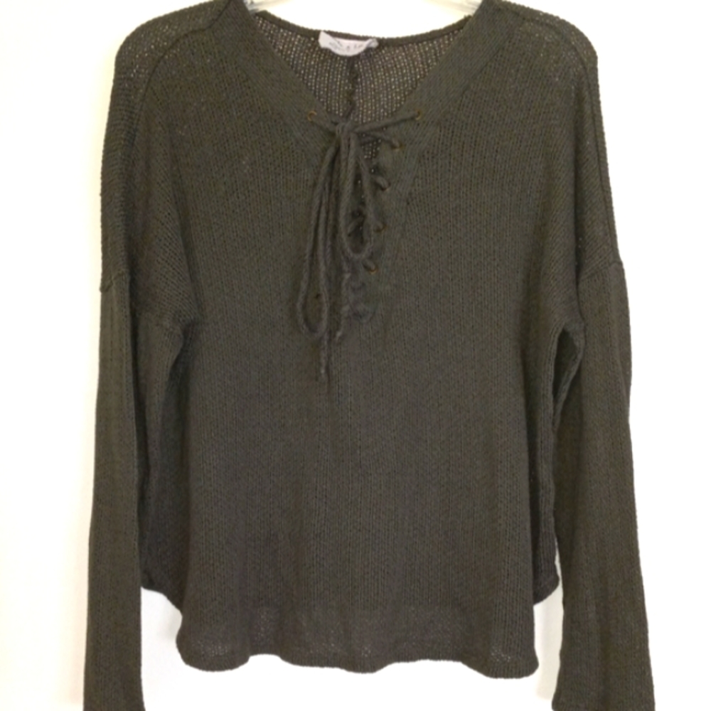 Sadie & Love slouchy knit crop sweater green size M